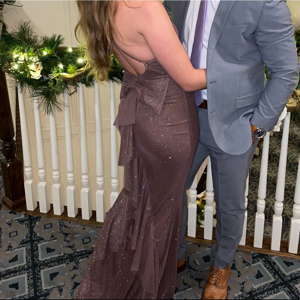 Elegant gown light purple/silver sparkly tones
